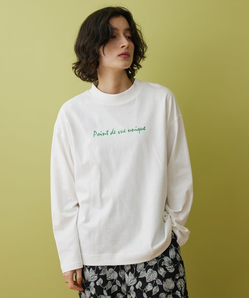 CRAFT STANDARD BOUTIQUE(クラフトスタンダードブティック)の「PointモックネックロンTee(Tシャツ/カットソー・レディース・グリーン/ブラック・FREE)」の1枚目の写真