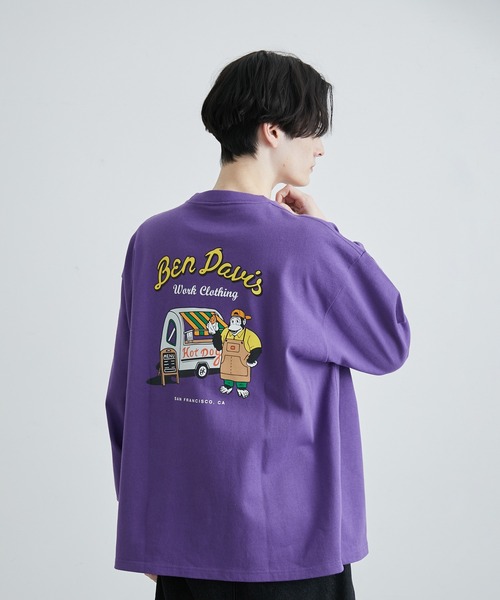 JUNRED(ジュンレッド)の「BENDAVIS ホットドックロングTシャツ(Tシャツ/カットソー・メンズ・ホワイト/パープル/グリーン系その他・M/LL/L)」の1枚目の写真