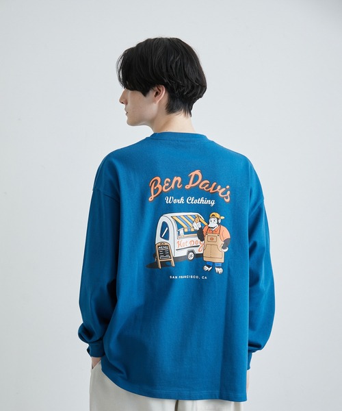 JUNRED(ジュンレッド)の「BENDAVIS ホットドックロングTシャツ(Tシャツ/カットソー・メンズ・ホワイト/パープル/グリーン系その他・M/LL/L)」の3枚目の写真