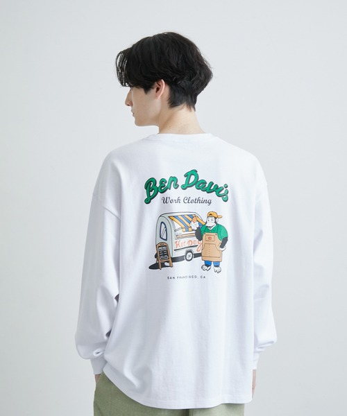 JUNRED(ジュンレッド)の「BENDAVIS ホットドックロングTシャツ(Tシャツ/カットソー・メンズ・ホワイト/パープル/グリーン系その他・M/LL/L)」の2枚目の写真