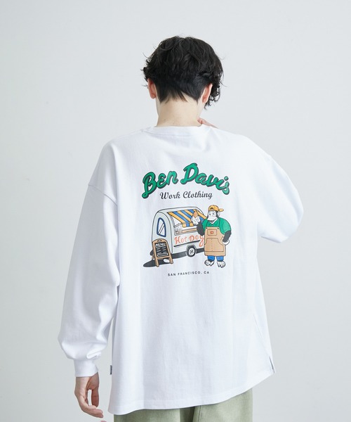 JUNRED(ジュンレッド)の「BENDAVIS ホットドックロングTシャツ(Tシャツ/カットソー・メンズ・ホワイト/パープル/グリーン系その他・M/LL/L)」の5枚目の写真