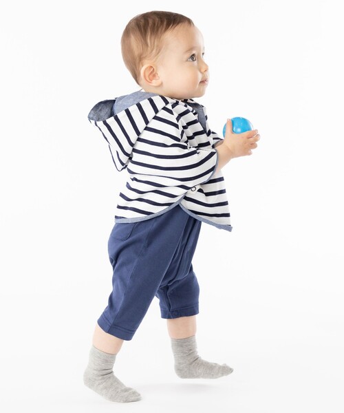SHIPS(シップス)の「SHIPS KIDS:ボーダー リバーシブル マント(ポンチョ・キッズ・ベージュ/ライトブルー・ONE SIZE)」の8枚目の写真