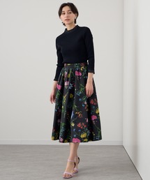 近年モデル♡未使用品アナイ デジタルボタニカルプリントタック スカート 新品24SS》ANAYI デジタルボタニカルプリントタック スカート 緑