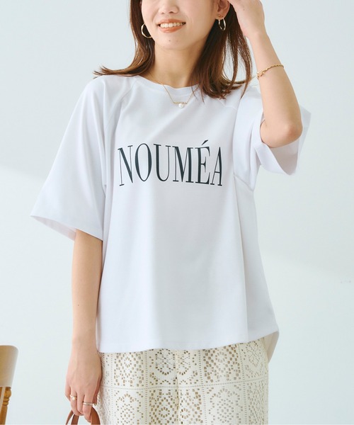 Chez toi（シェトワ）の「ポンチラグランロゴT（Tシャツ/カットソー・レディース・ブラック/オフホワイト/ピンク・FREE）」の2枚目の写真