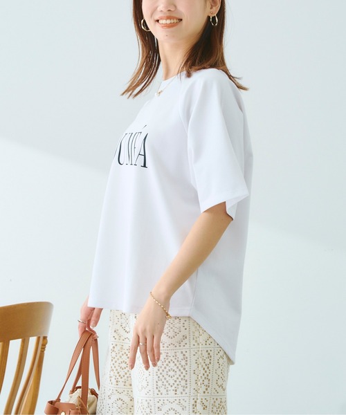 Chez toi（シェトワ）の「ポンチラグランロゴT（Tシャツ/カットソー・レディース・ブラック/オフホワイト/ピンク・FREE）」の12枚目の写真