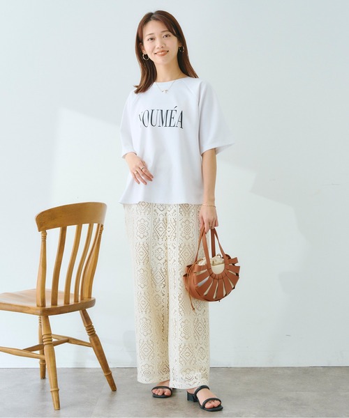 Chez toi（シェトワ）の「ポンチラグランロゴT（Tシャツ/カットソー・レディース・ブラック/オフホワイト/ピンク・FREE）」の6枚目の写真