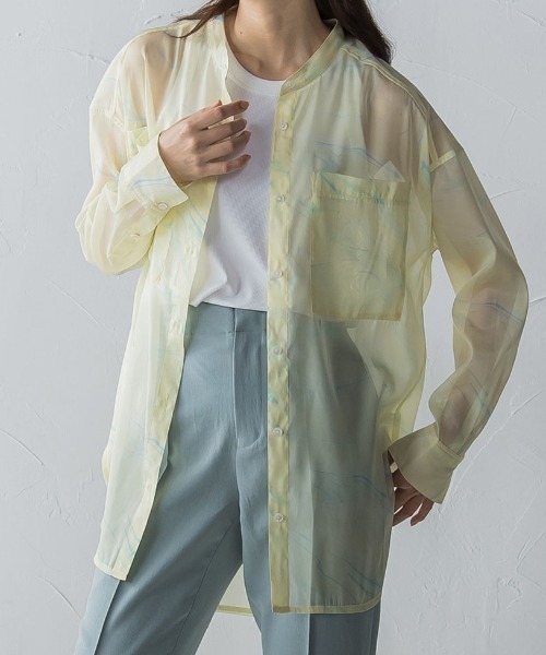 MAYSON GREY(メイソングレイ)の「マーブルプリントシアーシャツ(シャツ/ブラウス・レディース・グリーン系その他/イエロー系その他・S/M)」の13枚目の写真