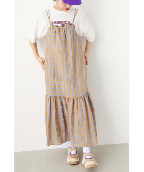 RODEO CROWNS WIDE BOWL（ロデオクラウンズワイドボウル）の「Colorfulギンガムキャミワンピース（ワンピース・レディース・オレンジ系その他/ブルー系その他3/ピンク系その他・FREE）」の8枚目の写真