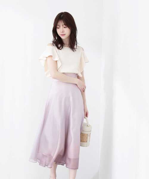 PROPORTION BODY DRESSING(プロポーションボディドレッシング)の「ラッフルオープンショルダーニット / 1213170501(ニット/セーター・レディース・ベージュ/ピンク/オフホワイト/ブルー/ライトグリーン・MEDIUM/SMALL)」の6枚目の写真