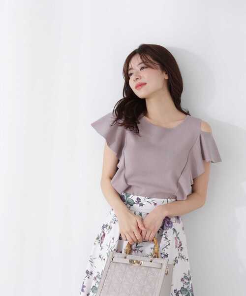 PROPORTION BODY DRESSING(プロポーションボディドレッシング)の「ラッフルオープンショルダーニット / 1213170501(ニット/セーター・レディース・ベージュ/ピンク/オフホワイト/ブルー/ライトグリーン・MEDIUM/SMALL)」の9枚目の写真