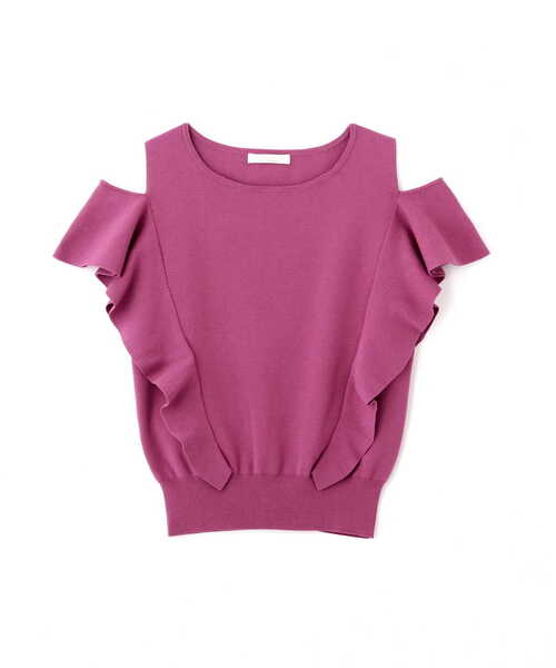 PROPORTION BODY DRESSING(プロポーションボディドレッシング)の「ラッフルオープンショルダーニット / 1213170501(ニット/セーター・レディース・ベージュ/ピンク/オフホワイト/ブルー/ライトグリーン・MEDIUM/SMALL)」の15枚目の写真