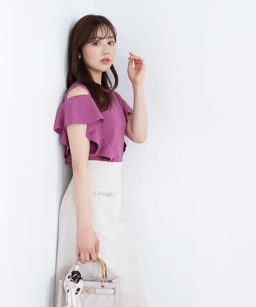 PROPORTION BODY DRESSING(プロポーションボディドレッシング)の「ラッフルオープンショルダーニット / 1213170501(ニット/セーター・レディース・ベージュ/ピンク/オフホワイト/ブルー/ライトグリーン・MEDIUM/SMALL)」の19枚目の写真