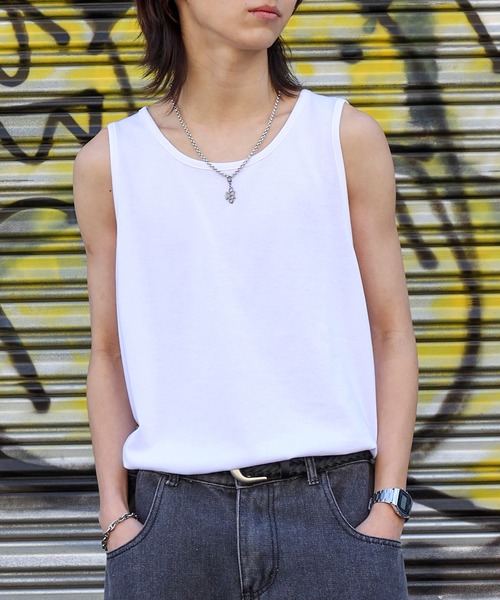 SPINNS（スピンズ）の「無地 タンクトップ（タンクトップ・メンズ・ホワイト・L/M）」の3枚目の写真