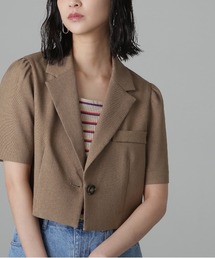◆麻調半袖短丈ジャケット