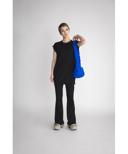 SLY（スライ）の「LIMITED ITEM FRENCH SLEEVE CRUSH TUNIC フレンチスリーブ クラッシュ チュニック ノースリーブ セットアップ可能 ベスト（ニット/セーター・レディース・グレー/ブラック/アイボリー/ターコイズブルー・FREE）」の14枚目の写真