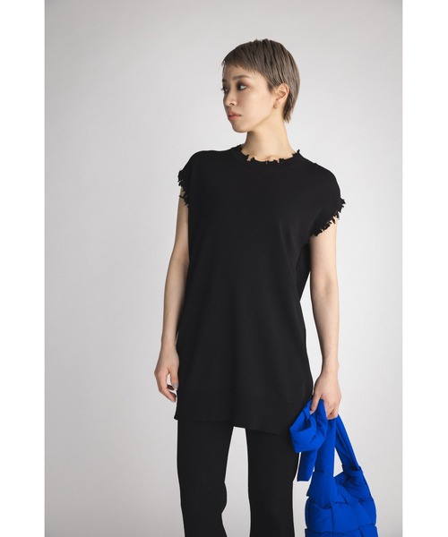 SLY（スライ）の「LIMITED ITEM FRENCH SLEEVE CRUSH TUNIC フレンチスリーブ クラッシュ チュニック ノースリーブ セットアップ可能 ベスト（ニット/セーター・レディース・グレー/ブラック/アイボリー/ターコイズブルー・FREE）」の15枚目の写真