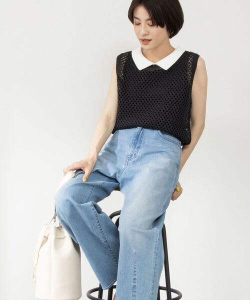NOLLEY'S（ノーリーズ）の「襟付きメッシュニットプルオーバー