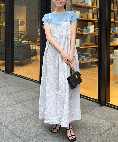 Chez toi（シェトワ）の「ジャガードキャミワンピース（ワンピース・レディース・ライトグレー/カーキ/ブラック/キャメル・FREE）」の3枚目の写真