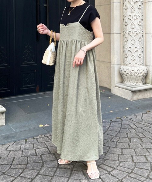 Chez toi（シェトワ）の「ジャガードキャミワンピース（ワンピース・レディース・ライトグレー/カーキ/ブラック/キャメル・FREE）」の7枚目の写真