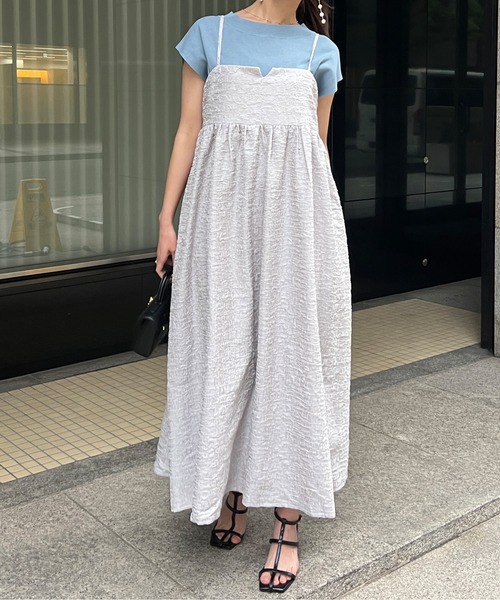 Chez toi（シェトワ）の「ジャガードキャミワンピース（ワンピース・レディース・ライトグレー/カーキ/ブラック/キャメル・FREE）」の8枚目の写真