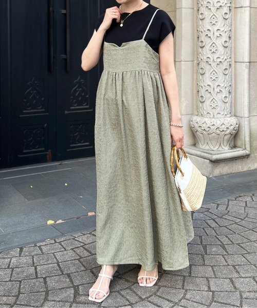 Chez toi（シェトワ）の「ジャガードキャミワンピース（ワンピース・レディース・ライトグレー/カーキ/ブラック/キャメル・FREE）」の14枚目の写真