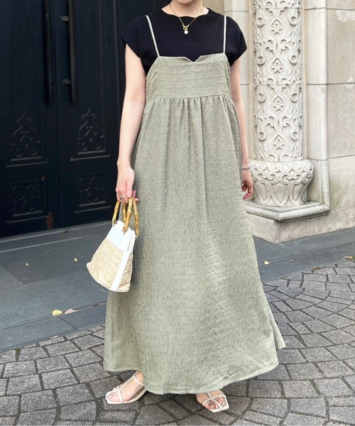 Chez toi（シェトワ）の「ジャガードキャミワンピース（ワンピース・レディース・ライトグレー/カーキ/ブラック/キャメル・FREE）」の17枚目の写真