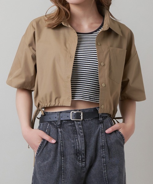 SPINNS（スピンズ）の「裾リボンデザイン ショート丈 半袖シャツ