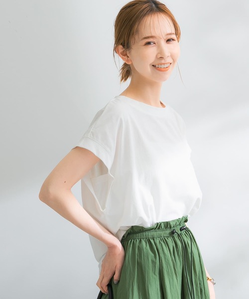 URBAN RESEARCH ROSSO WOMEN（アーバンリサーチ　ロッソ）の「ドライタッチデザインコクーンTシャツ（Tシャツ/カットソー・レディース・ブラック/パープル/オフホワイト/グリーン・FREE）」の6枚目の写真