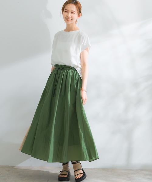 URBAN RESEARCH ROSSO WOMEN（アーバンリサーチ　ロッソ）の「ドライタッチデザインコクーンTシャツ（Tシャツ/カットソー・レディース・ブラック/パープル/オフホワイト/グリーン・FREE）」の9枚目の写真