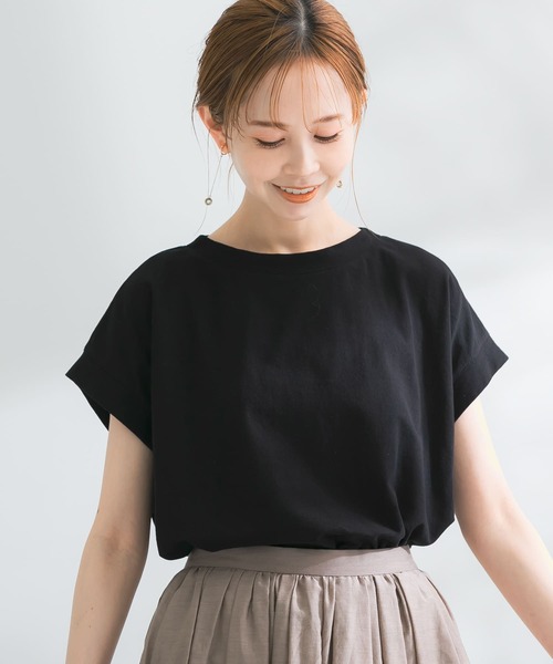 URBAN RESEARCH ROSSO WOMEN（アーバンリサーチ　ロッソ）の「ドライタッチデザインコクーンTシャツ（Tシャツ/カットソー・レディース・ブラック/パープル/オフホワイト/グリーン・FREE）」の15枚目の写真