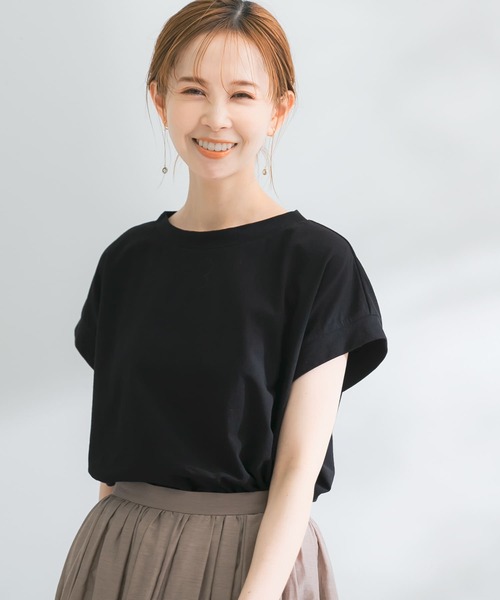 URBAN RESEARCH ROSSO WOMEN（アーバンリサーチ　ロッソ）の「ドライタッチデザインコクーンTシャツ（Tシャツ/カットソー・レディース・ブラック/パープル/オフホワイト/グリーン・FREE）」の16枚目の写真