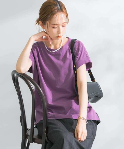 URBAN RESEARCH ROSSO WOMEN（アーバンリサーチ　ロッソ）の「ドライタッチデザインコクーンTシャツ（Tシャツ/カットソー・レディース・ブラック/パープル/オフホワイト/グリーン・FREE）」の21枚目の写真