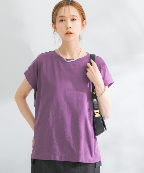 URBAN RESEARCH ROSSO WOMEN（アーバンリサーチ　ロッソ）の「ドライタッチデザインコクーンTシャツ（Tシャツ/カットソー・レディース・ブラック/パープル/オフホワイト/グリーン・FREE）」の22枚目の写真