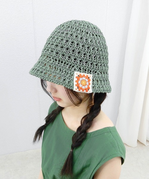 minia(ミニア)の「クロシェ編み フラワーパッチバケットハット(ハット・レディース・ブラック/グリーン/ナチュラル・FREE)」の14枚目の写真