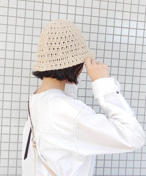 minia(ミニア)の「クロシェ編み フラワーパッチバケットハット(ハット・レディース・ブラック/グリーン/ナチュラル・FREE)」の21枚目の写真