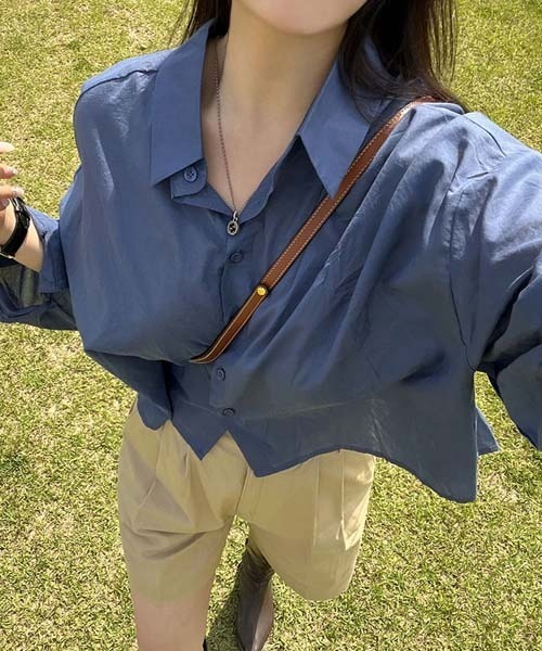 BEIDELLI（ベイデリー）の「[BELLIDE MADE] クロップシアールーズフィットシャツ（シャツ/ブラウス・レディース・イエロー/ネイビー/ホワイト/スカイブルー/ローズ/チャコールグレー・FREE）」の18枚目の写真
