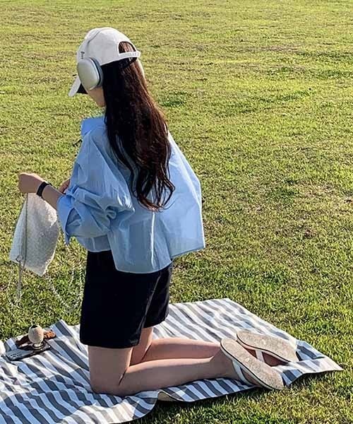 BEIDELLI（ベイデリー）の「[BELLIDE MADE] クロップシアールーズフィットシャツ（シャツ/ブラウス・レディース・イエロー/ネイビー/ホワイト/スカイブルー/ローズ/チャコールグレー・FREE）」の12枚目の写真