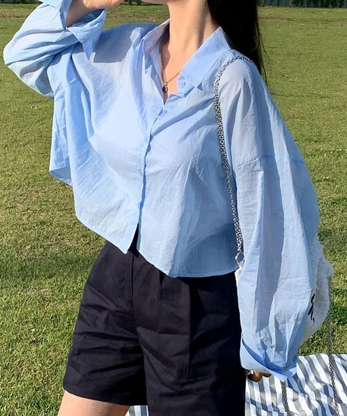 BEIDELLI（ベイデリー）の「[BELLIDE MADE] クロップシアールーズフィットシャツ（シャツ/ブラウス・レディース・イエロー/ネイビー/ホワイト/スカイブルー/ローズ/チャコールグレー・FREE）」の22枚目の写真