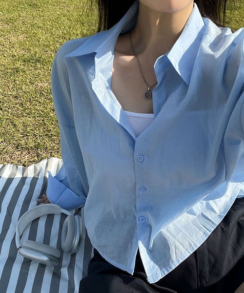 BEIDELLI（ベイデリー）の「[BELLIDE MADE] クロップシアールーズフィットシャツ（シャツ/ブラウス・レディース・イエロー/ネイビー/ホワイト/スカイブルー/ローズ/チャコールグレー・FREE）」の17枚目の写真