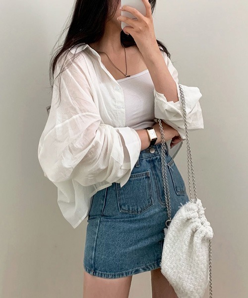 BEIDELLI（ベイデリー）の「[BELLIDE MADE] クロップシアールーズフィットシャツ（シャツ/ブラウス・レディース・イエロー/ネイビー/ホワイト/スカイブルー/ローズ/チャコールグレー・FREE）」の21枚目の写真