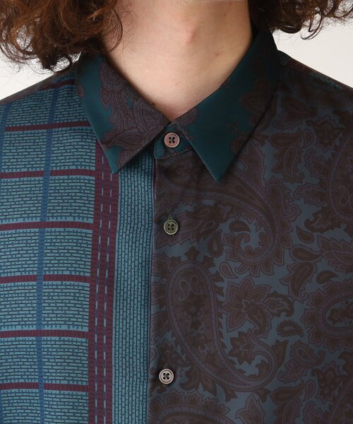 tk.TAKEO KIKUCHI（ティーケータケオキクチ）の「◆パッチワーク柄 半袖シャツ（シャツ/ブラウス・メンズ・ネイビー系9/ブラック系4/ホワイト系7・02/03/01）」の8枚目の写真