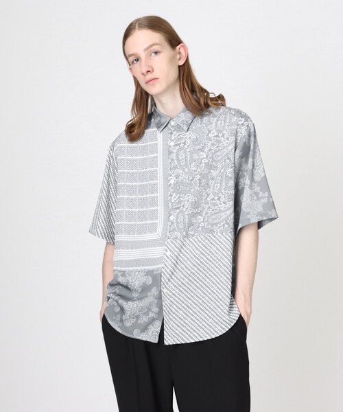 tk.TAKEO KIKUCHI（ティーケータケオキクチ）の「◆パッチワーク柄 半袖シャツ（シャツ/ブラウス・メンズ・ネイビー系9/ブラック系4/ホワイト系7・02/03/01）」の16枚目の写真