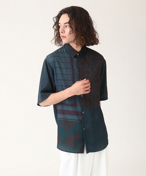 tk.TAKEO KIKUCHI（ティーケータケオキクチ）の「◆パッチワーク柄 半袖シャツ（シャツ/ブラウス・メンズ・ネイビー系9/ブラック系4/ホワイト系7・02/03/01）」の20枚目の写真