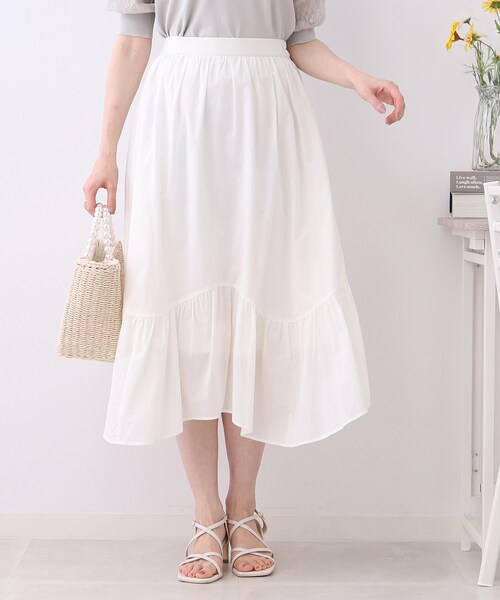 couture brooch（クチュールブローチ）の「◆【一枚で華やかに。】コットンボイルスカート（スカート・レディース・オフホワイト/ブルー/ブラック・36/38/40/42）」の7枚目の写真