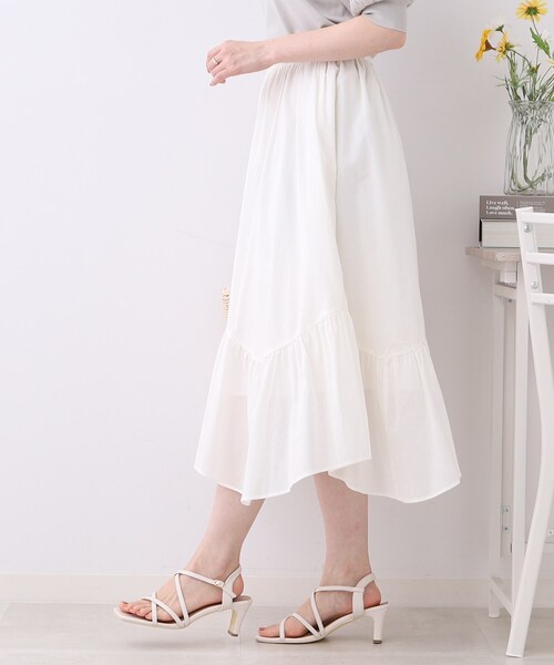 couture brooch（クチュールブローチ）の「◆【一枚で華やかに。】コットンボイルスカート（スカート・レディース・オフホワイト/ブルー/ブラック・36/38/40/42）」の8枚目の写真