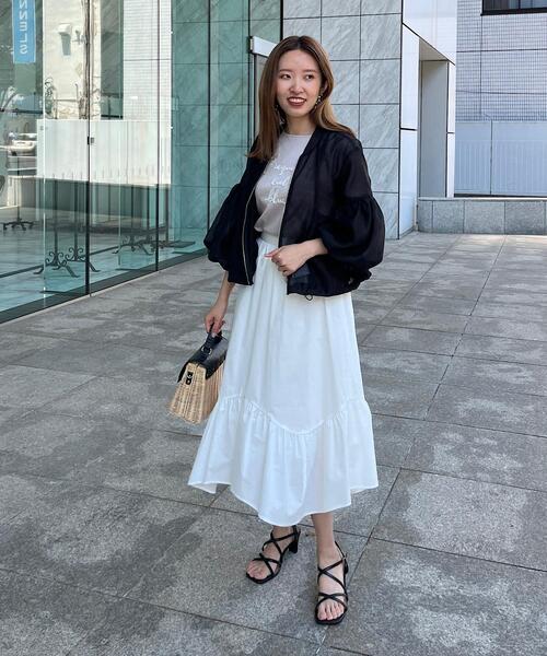 couture brooch（クチュールブローチ）の「◆【一枚で華やかに。】コットンボイルスカート（スカート・レディース・オフホワイト/ブルー/ブラック・36/38/40/42）」の10枚目の写真