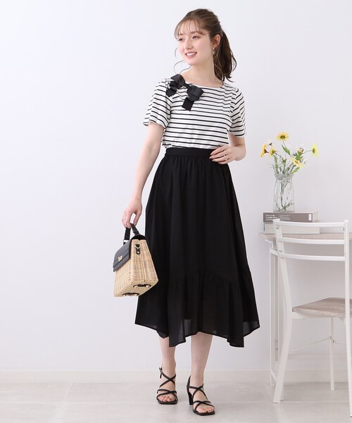 couture brooch（クチュールブローチ）の「◆【一枚で華やかに。】コットンボイルスカート（スカート・レディース・オフホワイト/ブルー/ブラック・36/38/40/42）」の13枚目の写真