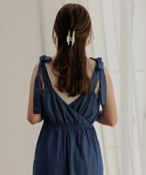 flower(フラワー)の「ショルダーリボンワンピース(ワンピース・レディース・ブルー/ネイビー・FREE)」の4枚目の写真