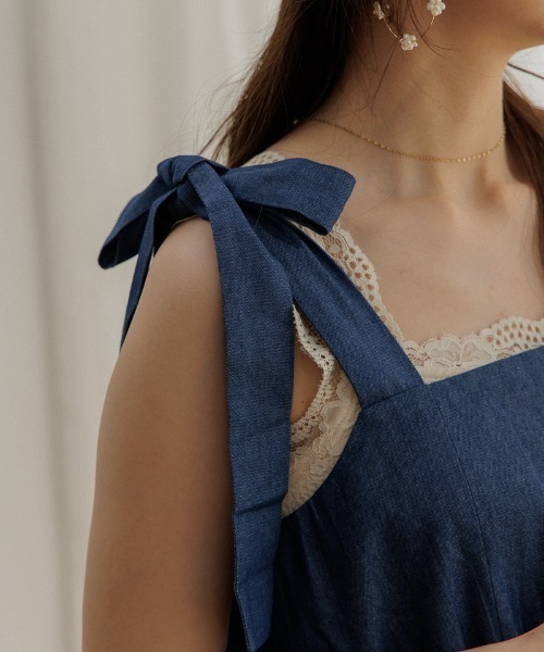 flower(フラワー)の「ショルダーリボンワンピース(ワンピース・レディース・ブルー/ネイビー・FREE)」の8枚目の写真