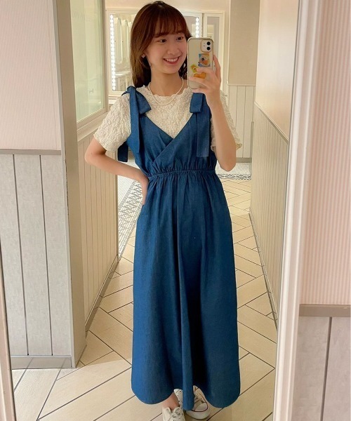 ショルダーリボンワンピース（ワンピース）｜flower（フラワー